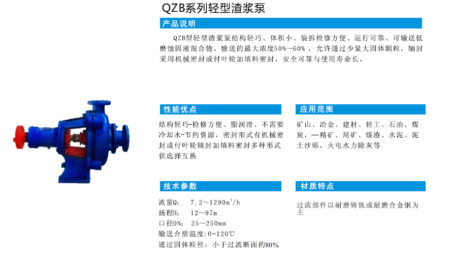 QZB系列輕型渣漿泵