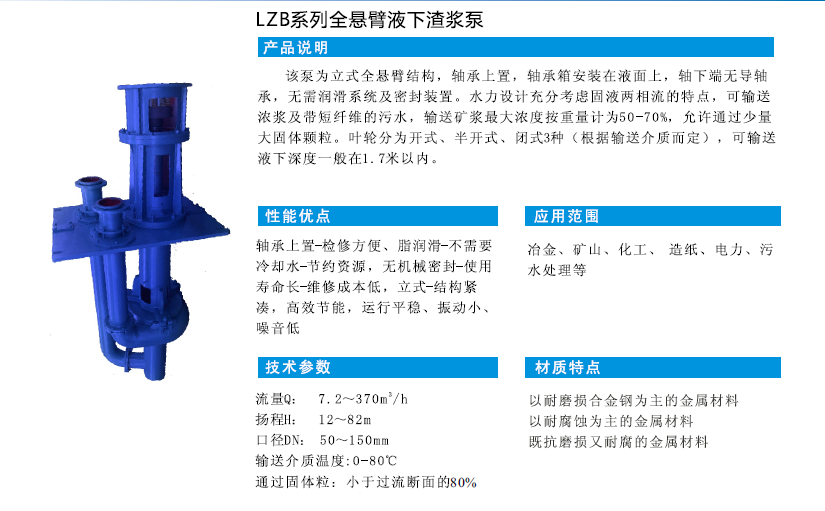 LZB系列全懸臂液下渣漿泵